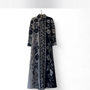 Elegant Black and Gray Floral Maxi Dress